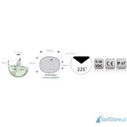 Lampa nawigacyjna masztowa biała 225°, 2NM, 9 - 30V, do łodzi 20 m