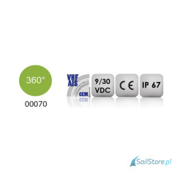 Lampa nawigacyjna Horizontal zielona 360° LED, 3NM, 9 - 30V, obudowa czarna