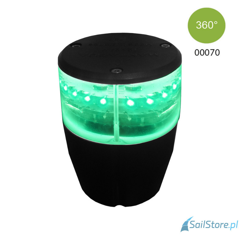 Lampa nawigacyjna Horizontal zielona 360° LED, 3NM, 9 - 30V, obudowa czarna