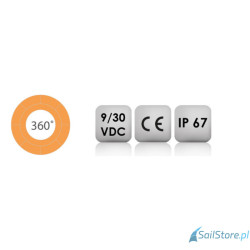 Lampa ostrzegawcza Horizontal pomarańczowa 360° LED, 1NM, 9 - 30V, obudowa czarna