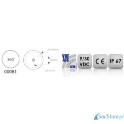 Lampa nawigacyjna Horizontal kotwiczna biała 360° LED, 2NM