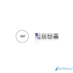 Lampa nawigacyjna Tiny Tri Racing kotwiczna biała 360°, 2NM, 12 V, do łodzi 12 m