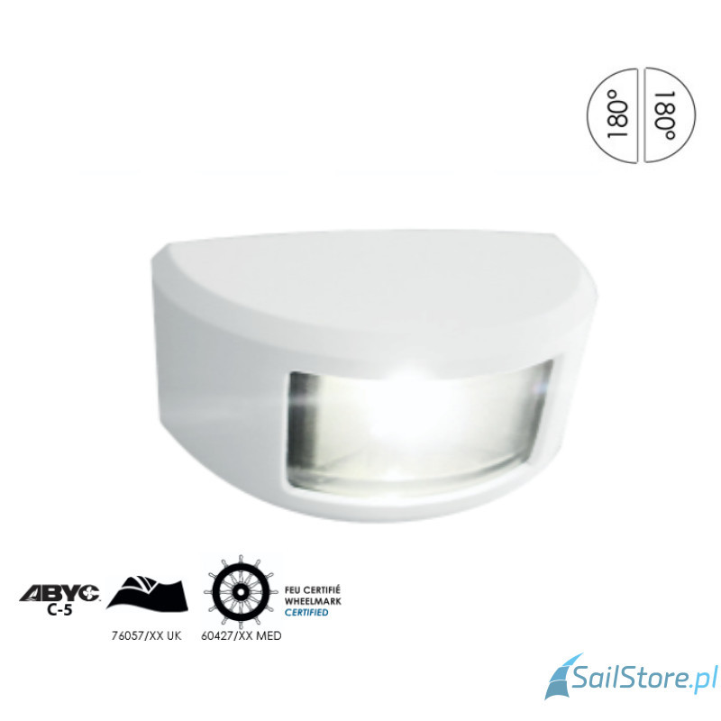 Lampa nawigacyjna NAVISLIM burtowa biała 2x180°, 2NM, 10-30V, montaż pionowy, obudowa biała