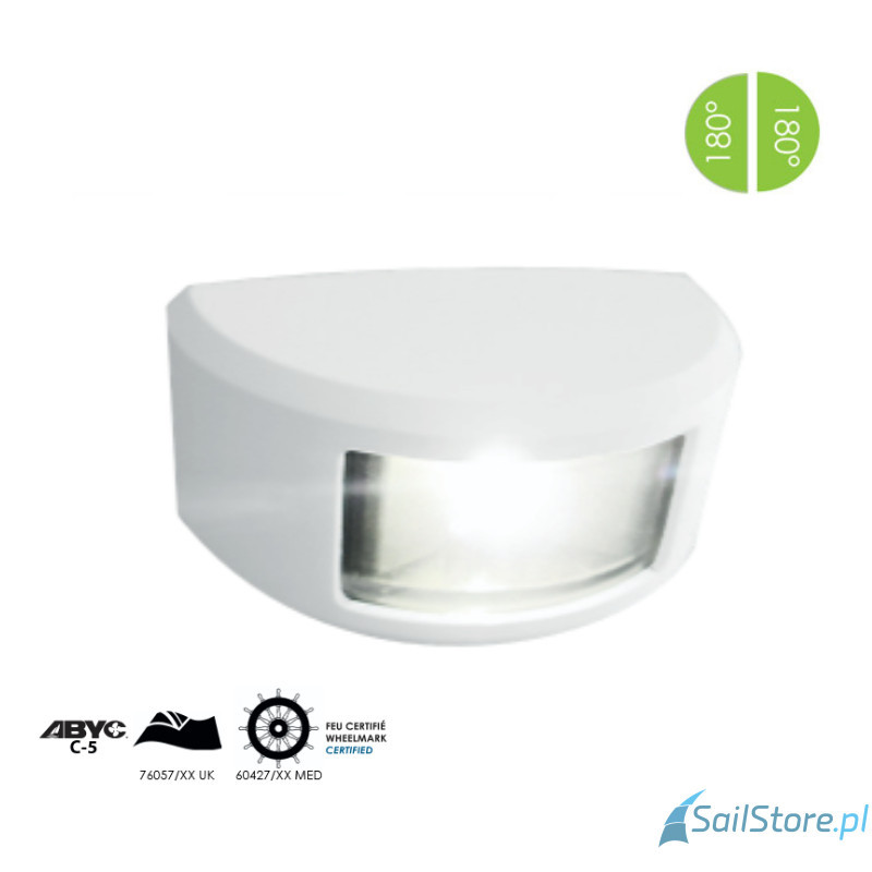 Lampa nawigacyjna NAVISLIM burtowa zielona 2x180°, 2NM, 10-30V, montaż pionowy, obudowa biała