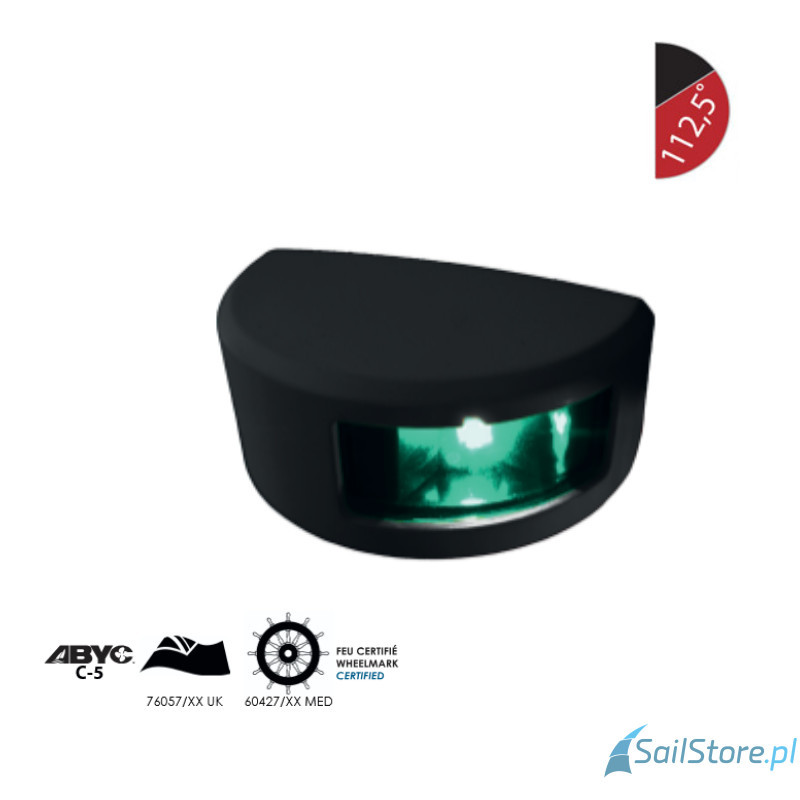 Lampa nawigacyjna NAVISLIM burtowa czerwona 112,5°, 2NM, 10-30V, montaż pionowy, obudowa czarna