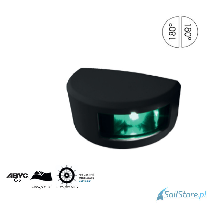 Lampa nawigacyjna NAVISLIM burtowa biała 2x180°, 2NM, 10-30V