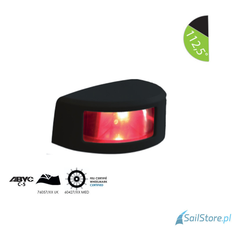 Lampa nawigacyjna NAVISLIM burtowa zielona 112,5°, 2NM, 10-30V, montaż poziomy, obudowa czarna