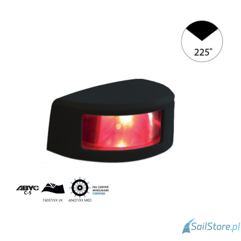 Lampa nawigacyjna NAVISLIM masztowa biała 225°, 2NM, 10-30V, montaż poziomy, obudowa czarna