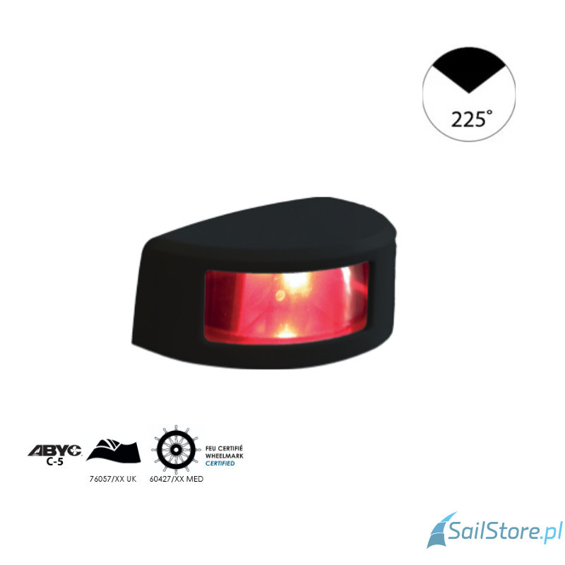 Lampa nawigacyjna NAVISLIM masztowa biała 225°, 3NM, 10-30V, montaż poziomy, obudowa czarna