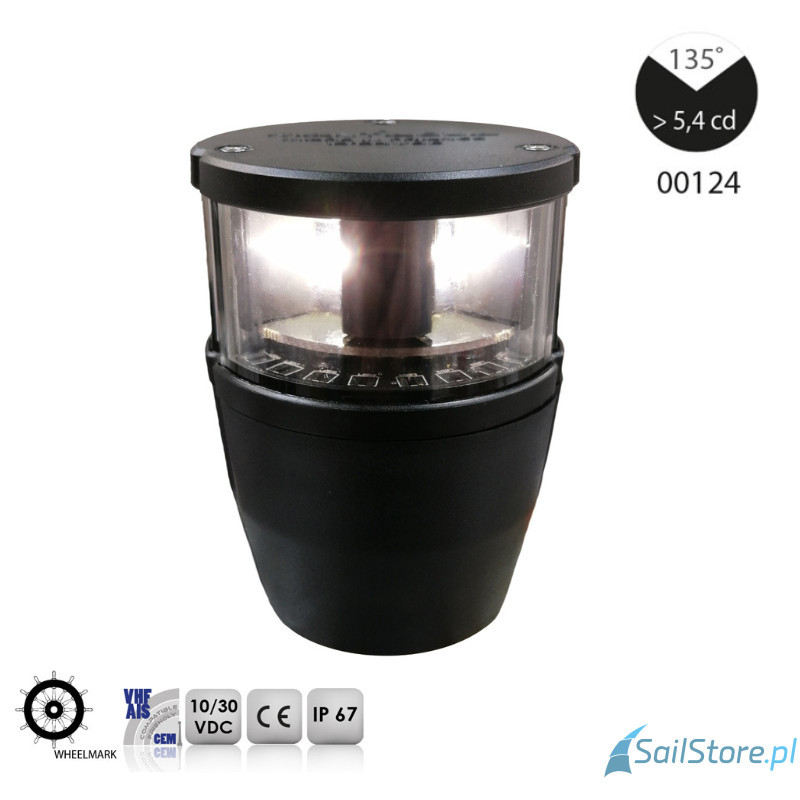 Lampa nawigacyjna NAVIPRO rufowa biała 135° LED, 2NM, 10-30V, obudowa czarna