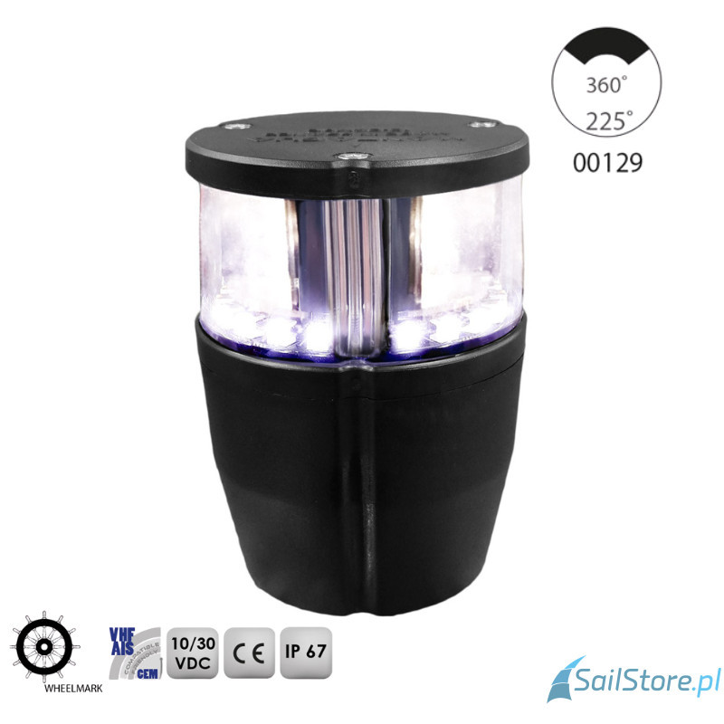Lampa nawigacyjna NAVIPRO masztowa biała 225° 3NM + kotwiczna 360° 2NM LED, 10-30V, obudowa czarna