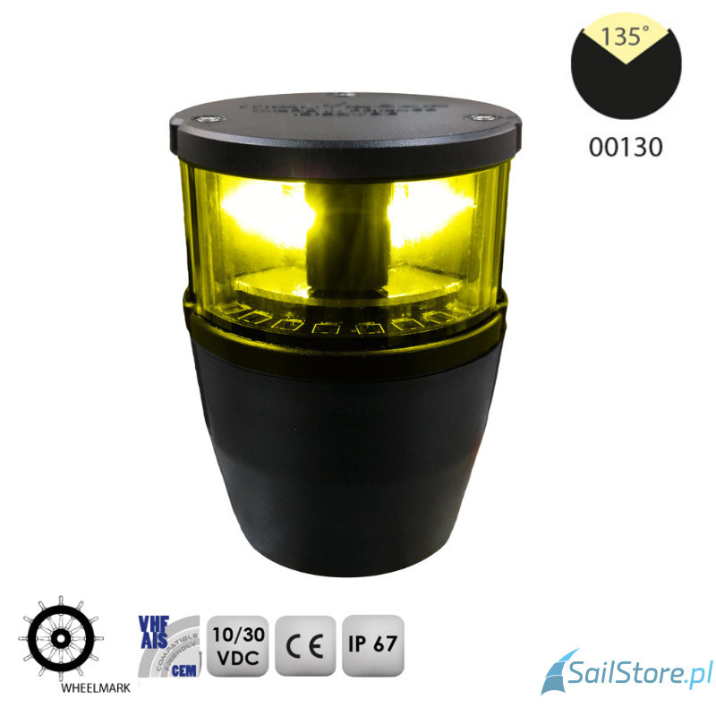 Lampa nawigacyjna NAVIPRO rufowa żółta 135° LED, 2NM, 10-30V, obudowa czarna