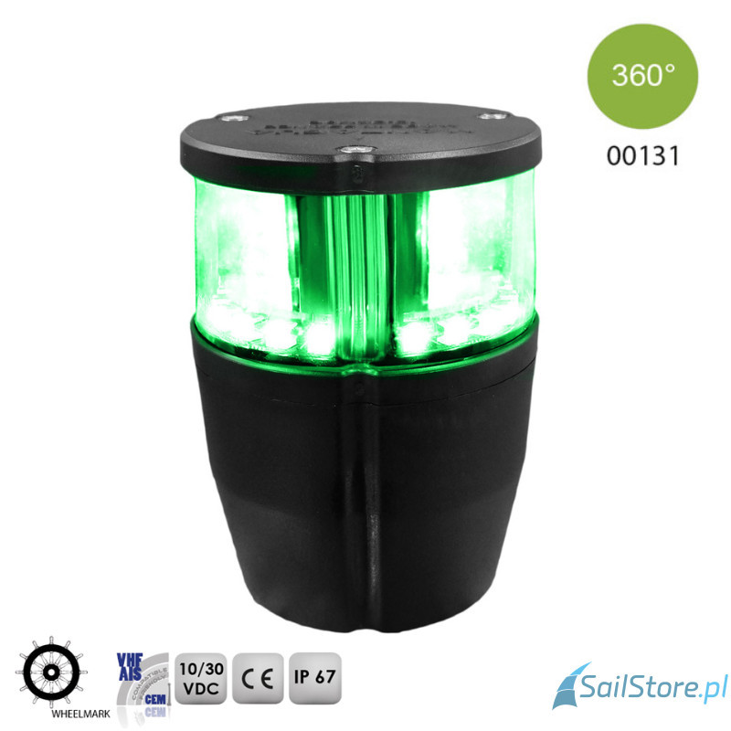 Lampa nawigacyjna NAVIPRO zielona 360° LED, 2NM, 10-30V, obudowa czarna
