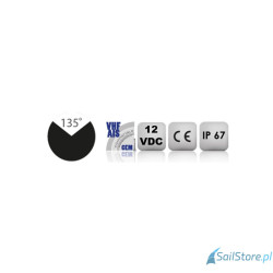 Lampa nawigacyjna Tiny LED rufowa biała 135°, 1NM, 12 V, do łodzi 12 m