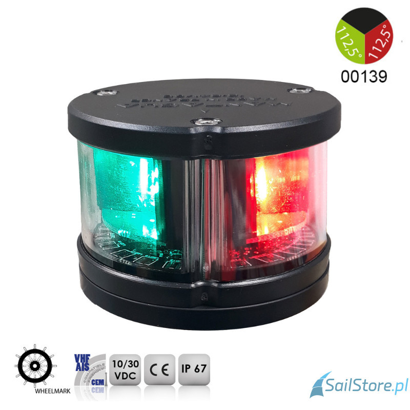 Lampa nawigacyjna NAVIPRO HORIZONTAL dwusektorowa 112,5° LED, 2NM, 10-30V, obudowa czarna