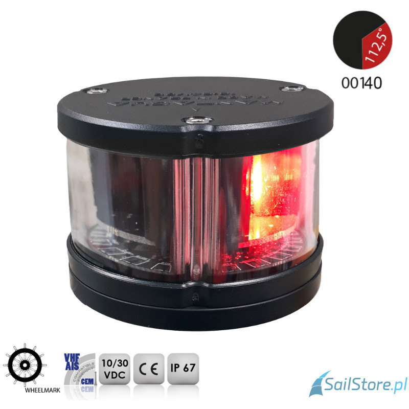 Lampa nawigacyjna NAVIPRO HORIZONTAL burtowa czerwona 112,5° LED, 2NM, 9 - 30V, obudowa czarna