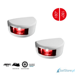 Lampa nawigacyjna NAVISLIM burtowa czerwona 2x180°, 2NM, 10-30V, montaż pionowy, obudowa biała