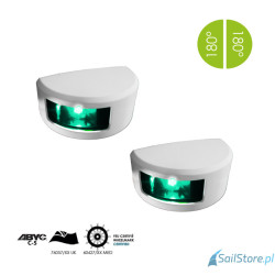 Lampa nawigacyjna NAVISLIM burtowa zielona 2x180°, 2NM, 10-30V, montaż pionowy, obudowa biała