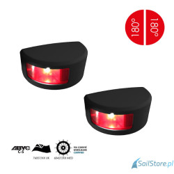 Lampa nawigacyjna NAVISLIM burtowa czerwona 2x180°, 2NM, 10-30V, montaż pionowy, obudowa czarna