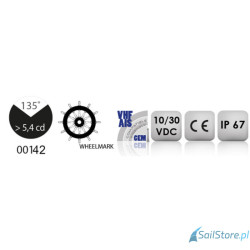 Lampa nawigacyjna NAVIPRO HORIZONTAL rufowa biała 135° LED, 2NM, 10-30V, obudowa czarna