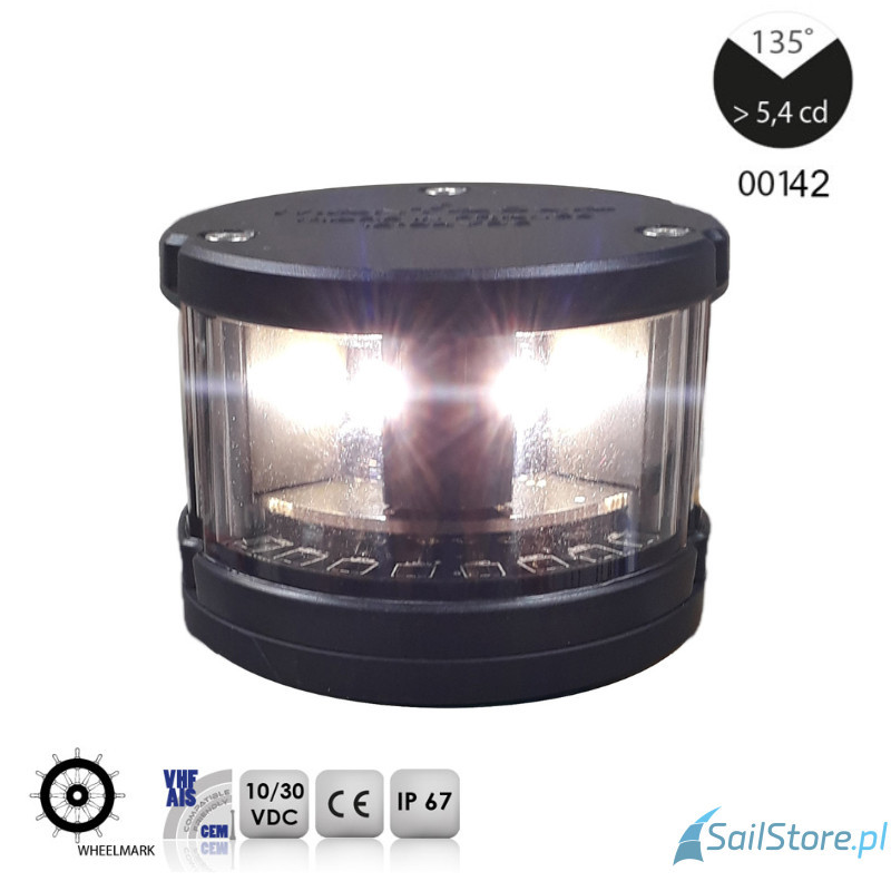 Lampa nawigacyjna NAVIPRO HORIZONTAL rufowa biała 135° LED, 2NM, 10-30V, obudowa czarna