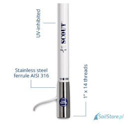 SCOUT KS-41 Antena VHF z włókna szklanego 3 dB, 1,2 m (4′) – seria Titan