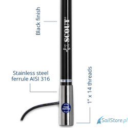 SCOUT KS-41 Black Antena VHF z włókna szklanego 3 dB, 1,2 m (4′) – seria Titan