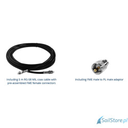 SCOUT QUICK 5 Black Antena VHF z włókna szklanego 6 dB, długość 2,4 m (8’) – QuickFit