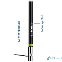 SCOUT KS-43 Antena 6 dB VHF z włókna szklanego , długość 2,4 m (8'), czarna