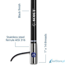 SCOUT KS-120 Antena AM/FM z włókna szklanego, 1,2 m (4′), czarna, seria Titan