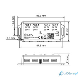 DuPPa Izolowany konwerter USB Quadport z 4 portami VE.Direct