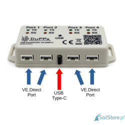 DuPPa Izolowany konwerter USB Quadport z 4 portami VE.Direct