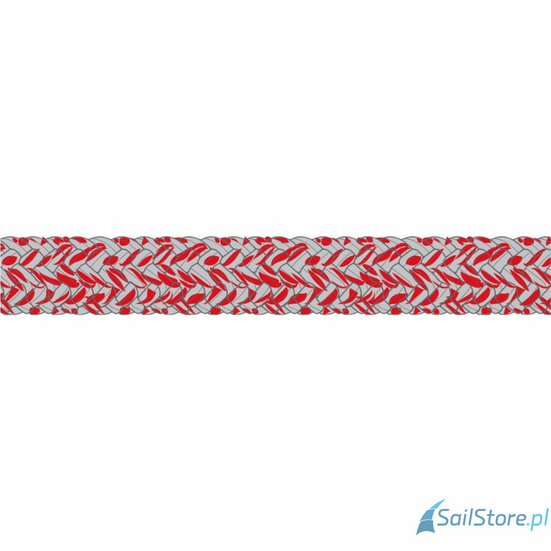 Gleistein MegaTwin 07 lina Dyneema do fałów, 10 mm, srebrny/czerwony, poliester