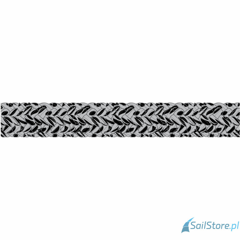 Gleistein MegaTwin 07 lina Dyneema do fałów, 10 mm, srebrny/czarny, poliester