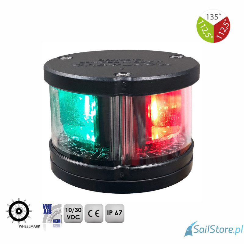 Lampa nawigacyjna NAVIPRO HORIZONTAL trójsektorowa LED, 2NM, 10-30V, obudowa czarna