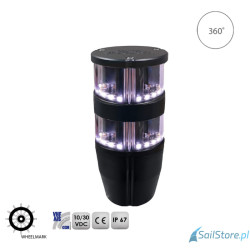 Lampa nawigacyjna zespolona NAVIPRO HORIZONTAL kotwiczna 360° 2NM LED, 10-30V, obudowa czarna