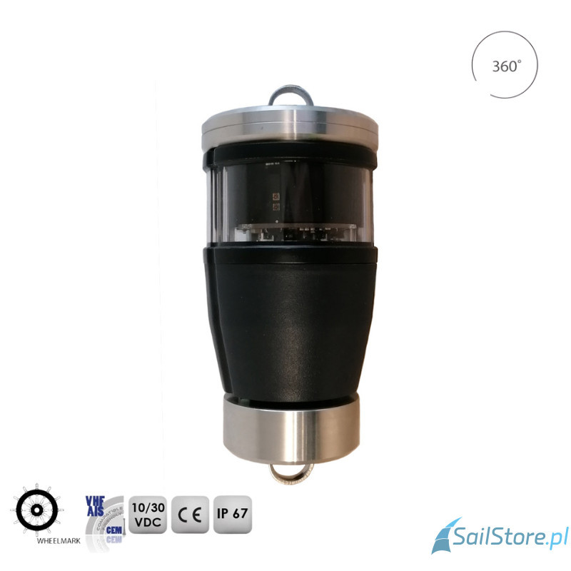 Lampa nawigacyjna podwieszana NAVIPRO HORIZONTAL biała 360°, 2NM LED, 10-30V, obudowa czarna