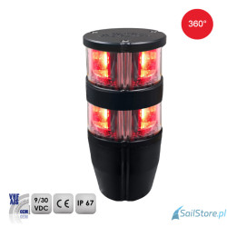 Lampa nawigacyjna zespolona NAVIPRO HORIZONTAL czerwona 360° LED, 2NM, 10 - 30V, obudowa czarna