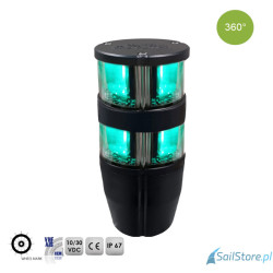 Lampa nawigacyjna zespolona NAVIPRO HORIZONTAL zielone 360° LED, 2NM, 10-30V, obudowa czarna