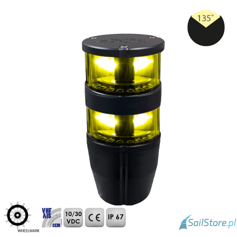 Lampa nawigacyjna zespolona NAVIPRO HORIZONTAL rufowa żółta 135° LED, 2NM, 10-30V, obudowa czarna