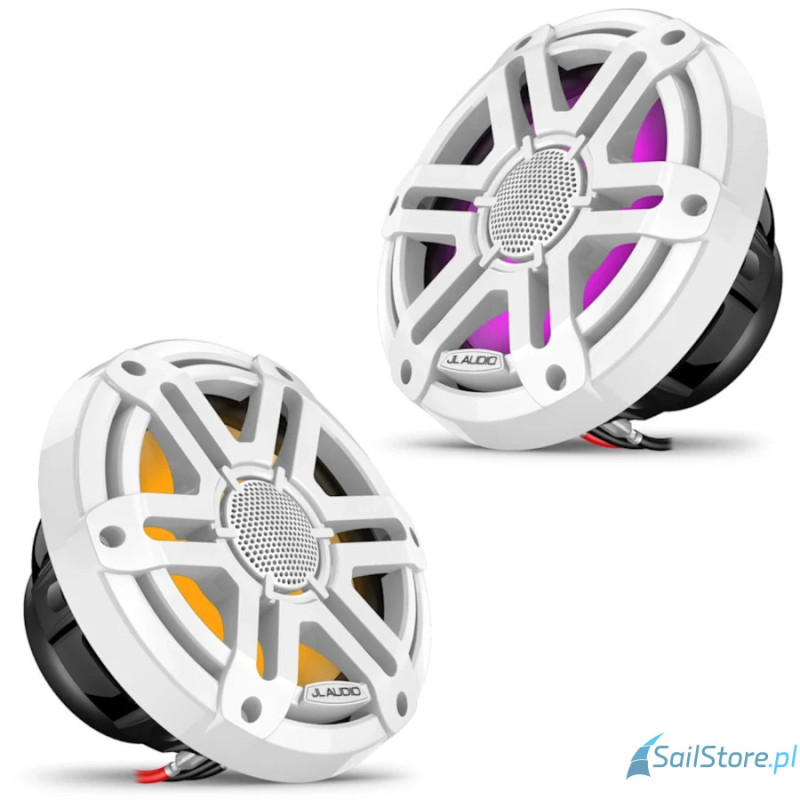JL Audio - Głośniki morskie M200 7,7″ z diodami RGB LED, z maskownicą White Sport, para