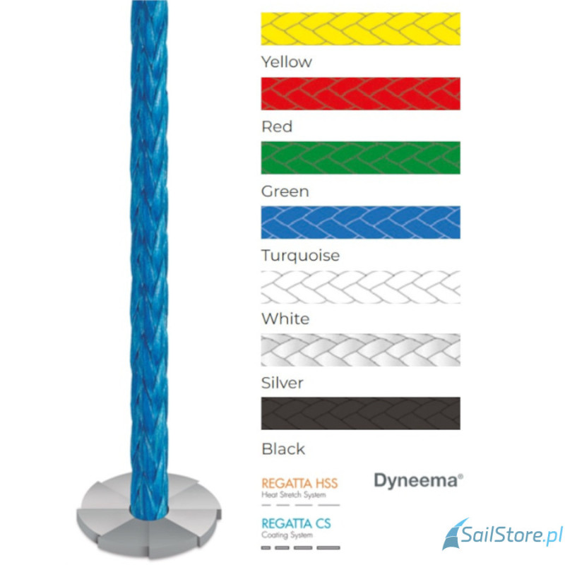 Regatta Ropes Dyna Speed lina fałowa, Dyneema SK 78 - oplot 12 -splotowego poliestru HT, rozmiary 1,5-12 m