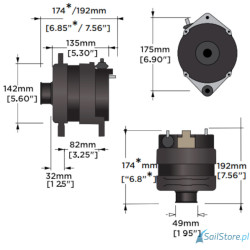 ARCO Zeus - alternator 24V 4kW, Typ montażu 3,15', Plus na boku, Regulacja zewnętrzna, Koło pasowe 49 mm, Profil K6 LTO