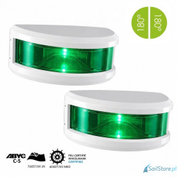 Lampa nawigacyjna NAVISLIM burtowa zielona 2x180°, 2NM, 10-30V, montaż pionowy, obudowa biała