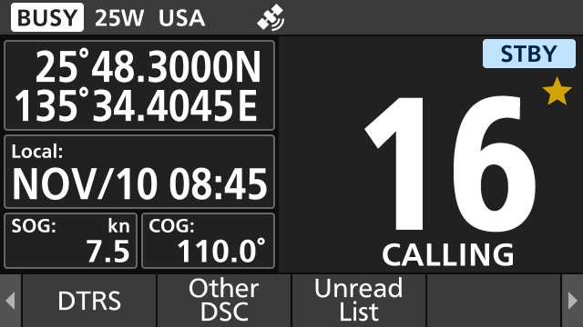 Radiotelefon IC-M430E: Porównanie 3 trybów ekranu: Ciemny